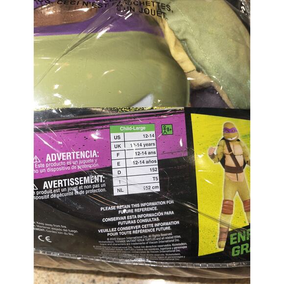 NIB! Teenage Mutant Ninja Turtles Donatello Child Halloween Costume Large 12-14 - Picture 6 of 7